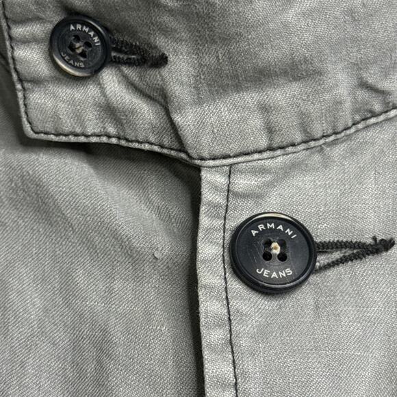 Armani Jeans Men’s Linen Blazer Jacket EU 48 US Small Gray Casual AJ 81 - Picture 4 of 16